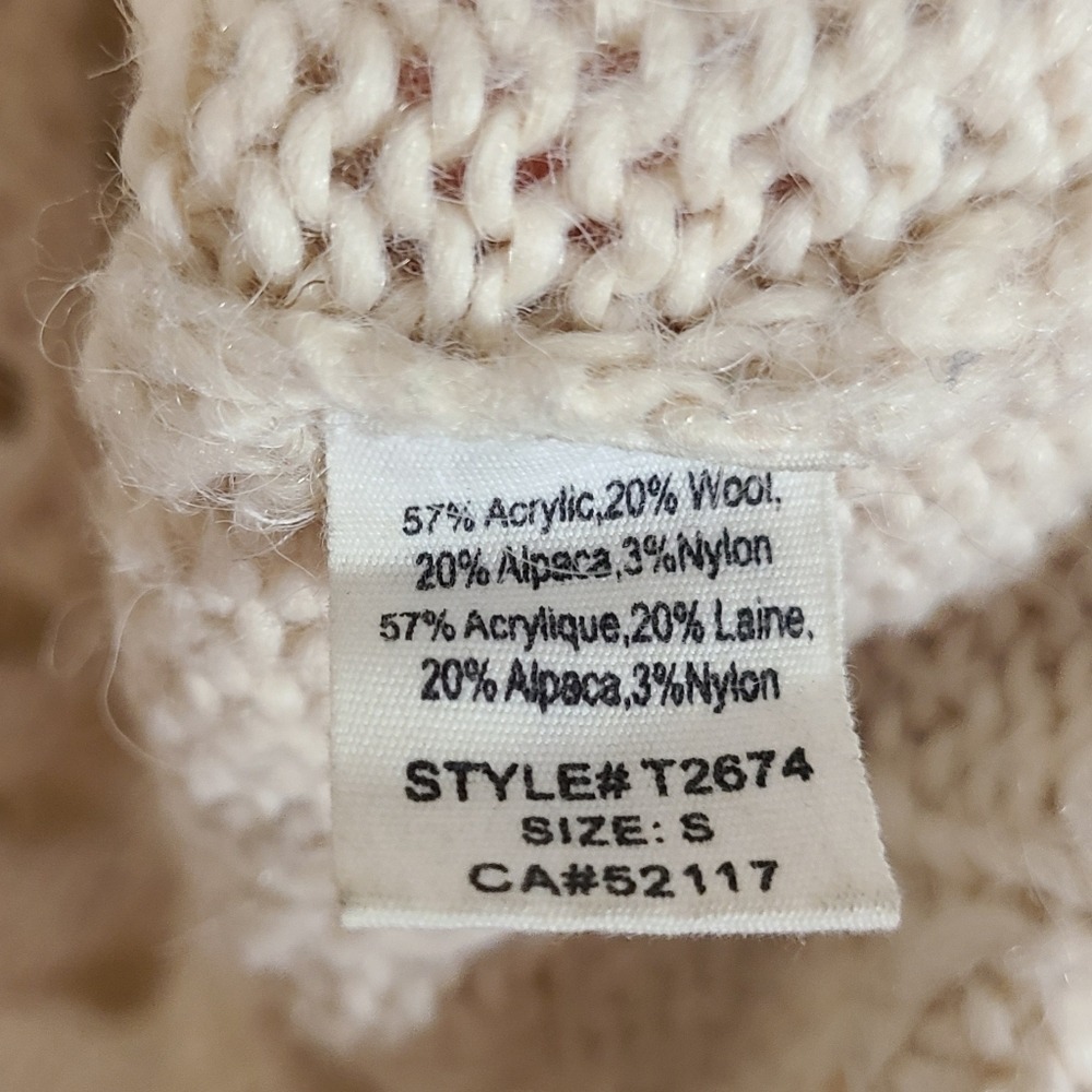 Funktional Cream Wool Alpaca Blend Open‎ Knit Sweater Small - Picture 7 of 8